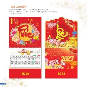 Lịch Bloc 2027 AC Mẫu AC09 (34  x  37 cm) Quà Tặng Bàn Làm Việc Văn Phòng Hiện Đại in logo doanh nghiệp quà tặng Tết tại Quà Tặng Văn Phòng