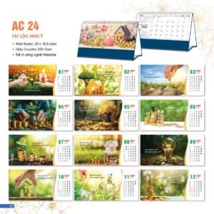 Lịch Bloc 2027 AC Mẫu AC24 - Tài Lộc Như Ý (25 x 16 cm) Quà Tặng Bàn Làm Việc Văn Phòng Hiện Đại in logo doanh nghiệp quà tặng Tết tại Quà Tặng Văn Phòng