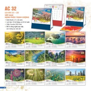 Lịch Để Bàn 2027 AC Mẫu AC32 (21 x 22 cm) Quà Tặng Bàn Làm Việc Văn Phòng Hiện Đại in logo doanh nghiệp quà tặng Tết tại Quà Tặng Văn Phòng