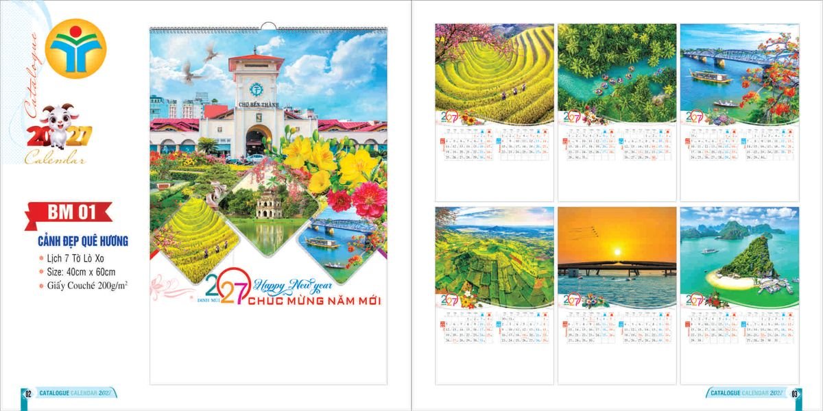 Lịch 7 Tờ Lò Xo 2027 Bình Minh BM01 Quà Tặng Bàn Làm Việc Văn Phòng Hiện Đại