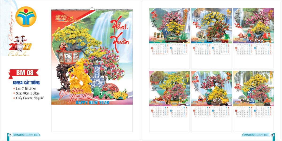 Lịch 7 Tờ Lò Xo 2027 Bình Minh BM06 Quà Tặng Bàn Làm Việc Văn Phòng Hiện Đại