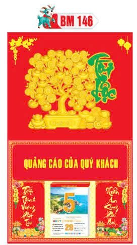 Bìa Lịch Treo Khung Đại Gắn Bloc BM 2027 BM146 - Kim Dương Phú Quý - Quà Tặng Văn Phòng