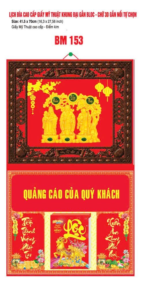 Bìa Lịch Treo Khung Đại Gắn Bloc BM 2027 BM153 - Kim Dương Phú Quý - Quà Tặng Văn Phòng