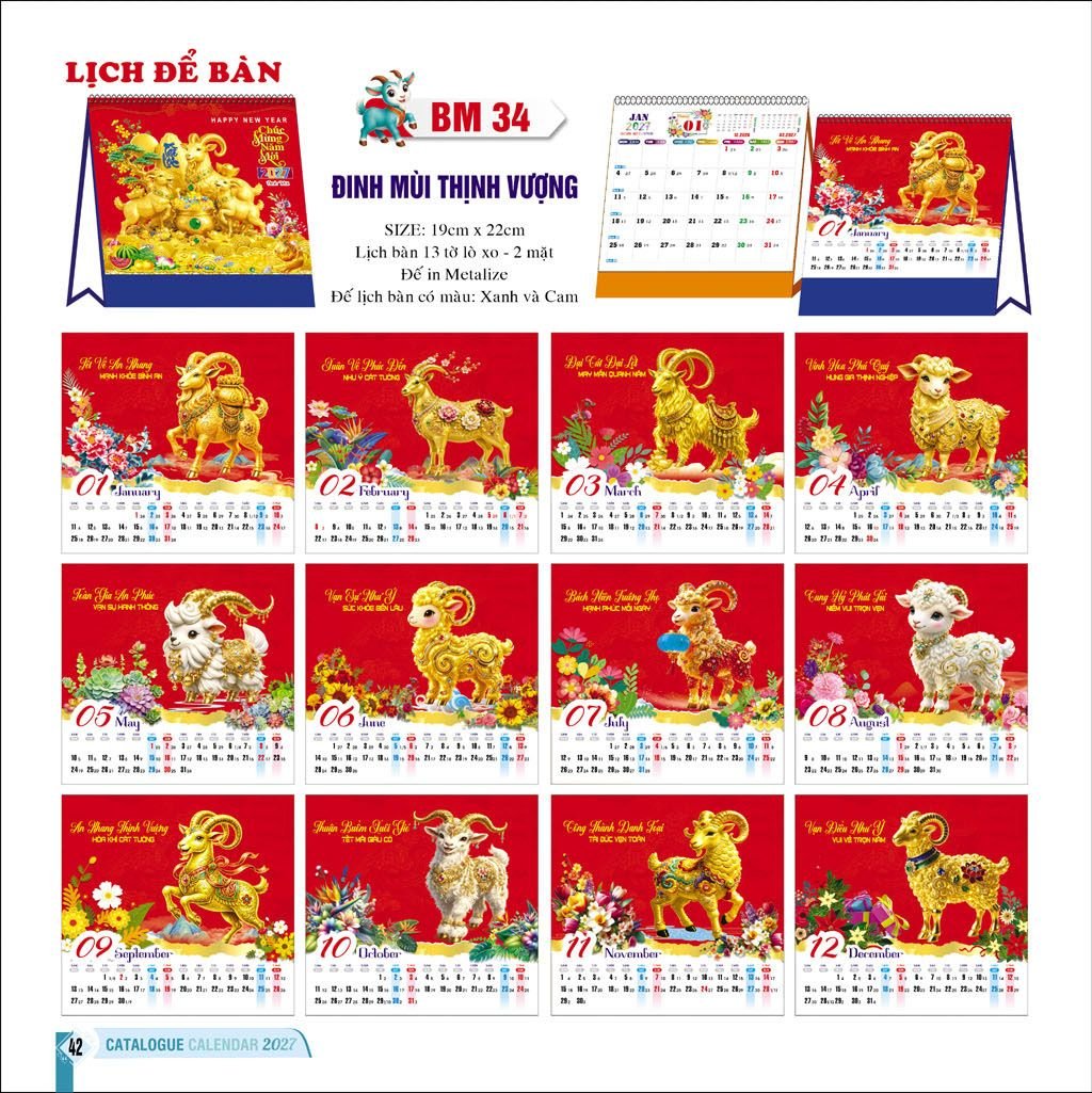 Lịch Để Bàn Ba Nhất Ba Nhất 2027 BN506 Quà Tặng Bàn Làm Việc Văn Phòng Hiện Đại