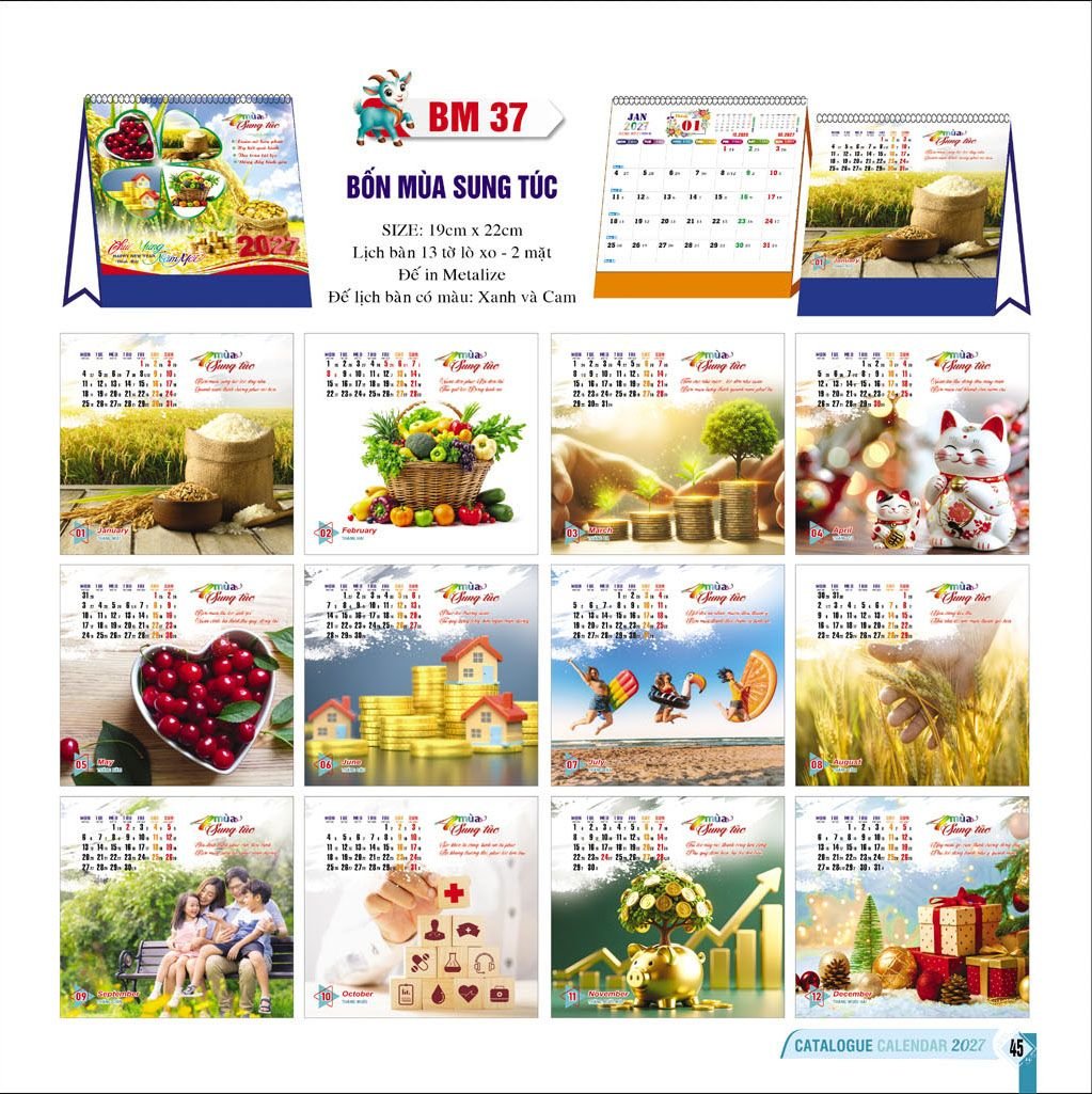 Lịch Để Bàn Ba Nhất Ba Nhất 2027 BN509 Quà Tặng Bàn Làm Việc Văn Phòng Hiện Đại