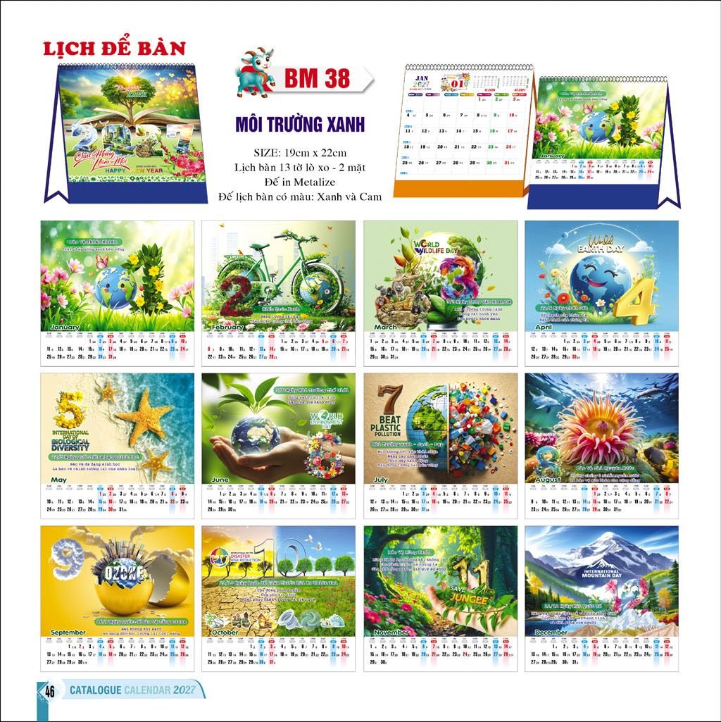 Lịch Để Bàn Ba Nhất Ba Nhất 2027 BN510 Quà Tặng Bàn Làm Việc Văn Phòng Hiện Đại