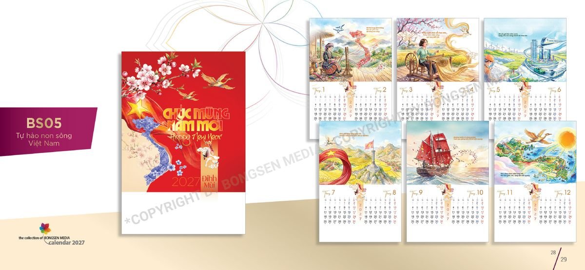 Lịch Bloc Siêu Cực Đại 2027 Bông Sen BS15 Quà Tặng Bàn Làm Việc Văn Phòng Hiện Đại