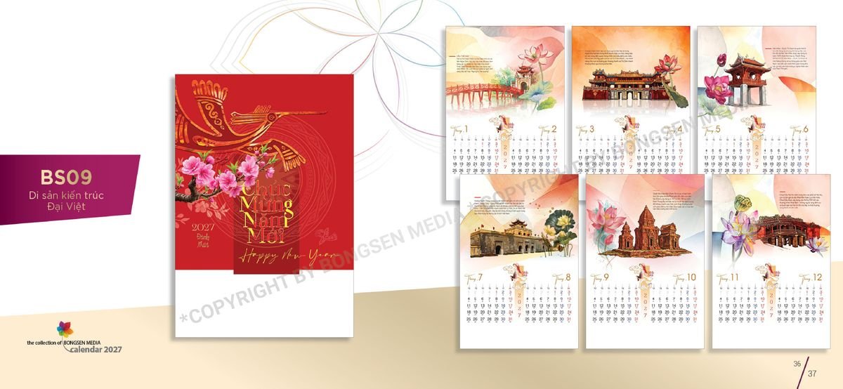 Lịch 7 Tờ Lò Xo 2027 Bông Sen BS19 Quà Tặng Bàn Làm Việc Văn Phòng Hiện Đại Lịch 7 Tờ Lò Xo 2027 Bông Sen BS19 Quà Tặng Bàn Làm Việc Văn Phòng Hiện Đại