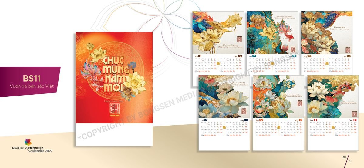 Lịch 7 Tờ Lò Xo 2027 Bông Sen BS21 Quà Tặng Bàn Làm Việc Văn Phòng Hiện Đại