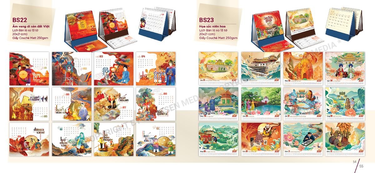 Lịch Để Bàn Nghệ Thuật 2027 Bông Sen BS28 Quà Tặng Bàn Làm Việc Văn Phòng Hiện Đại