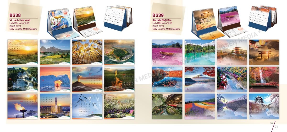 Lịch Để Bàn Nghệ Thuật 2027 Bông Sen BS36 Quà Tặng Bàn Làm Việc Văn Phòng Hiện Đại