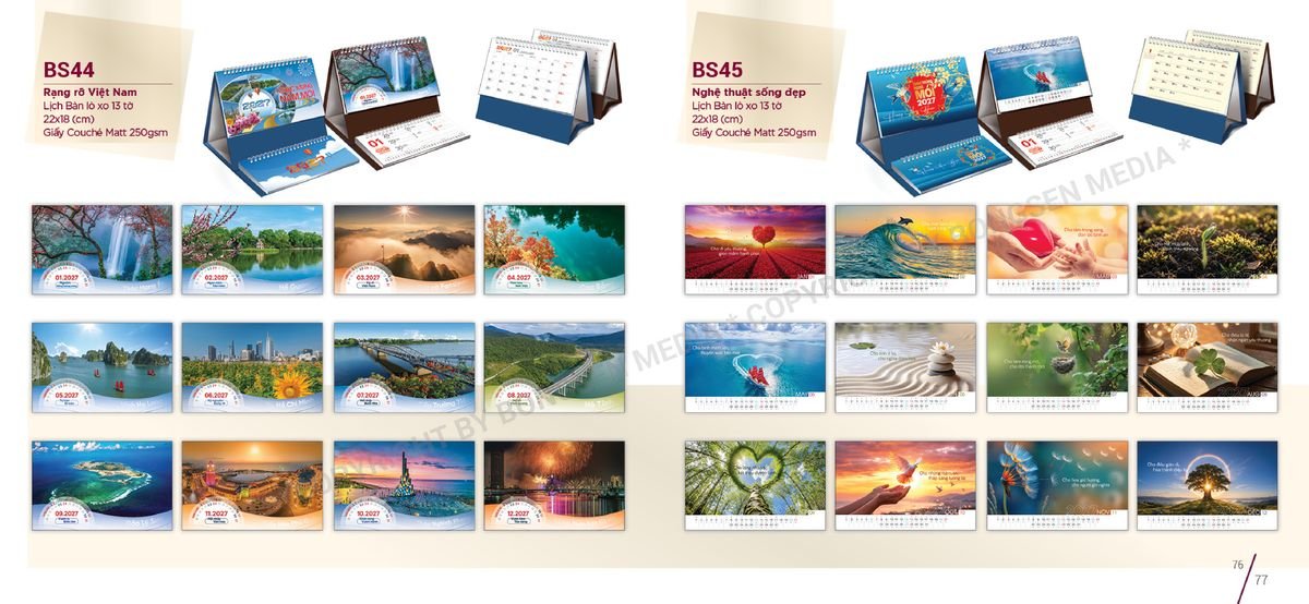 Lịch Để Bàn Nghệ Thuật 2027 Bông Sen BS39 Quà Tặng Bàn Làm Việc Văn Phòng Hiện Đại