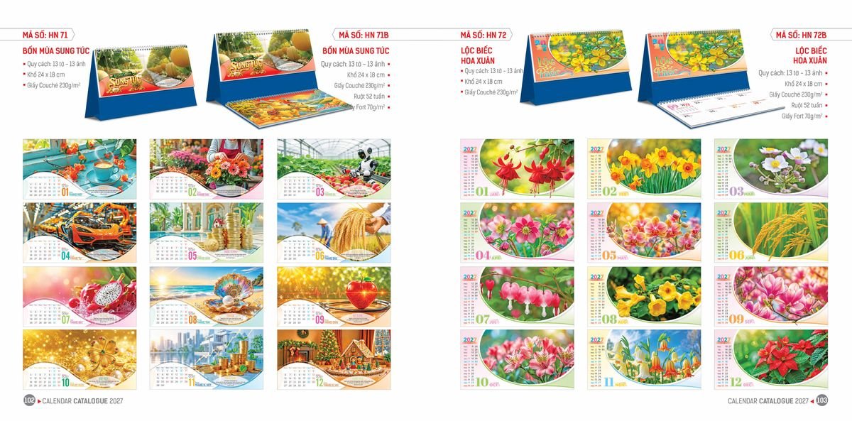 Lịch Bloc Hoa Niên 2027 ĐP DPHN50 Quà Tặng Bàn Làm Việc Văn Phòng Hiện Đại
