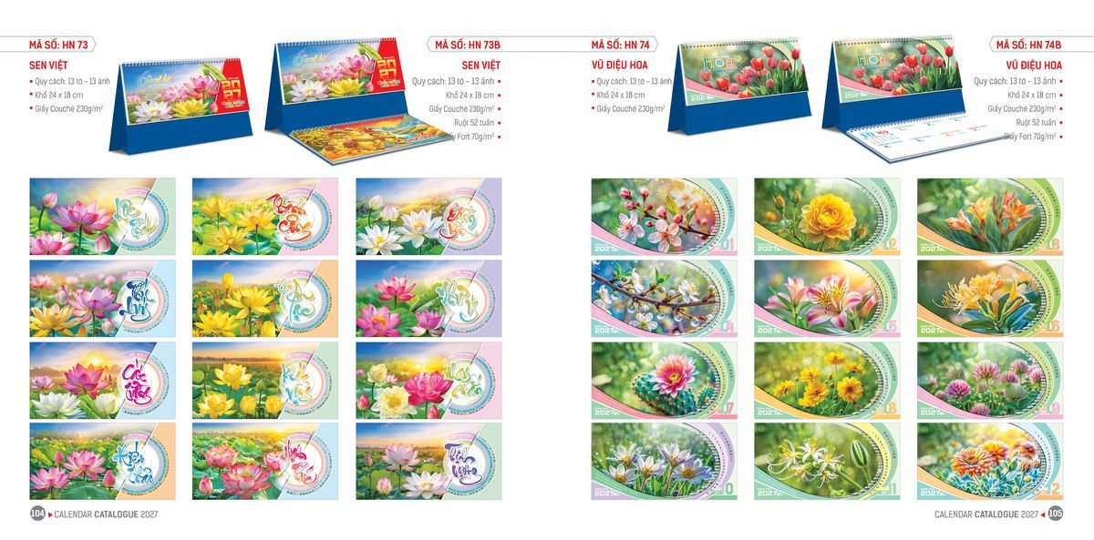 Lịch Bloc Hoa Niên 2027 ĐP DPHN51 Quà Tặng Bàn Làm Việc Văn Phòng Hiện Đại