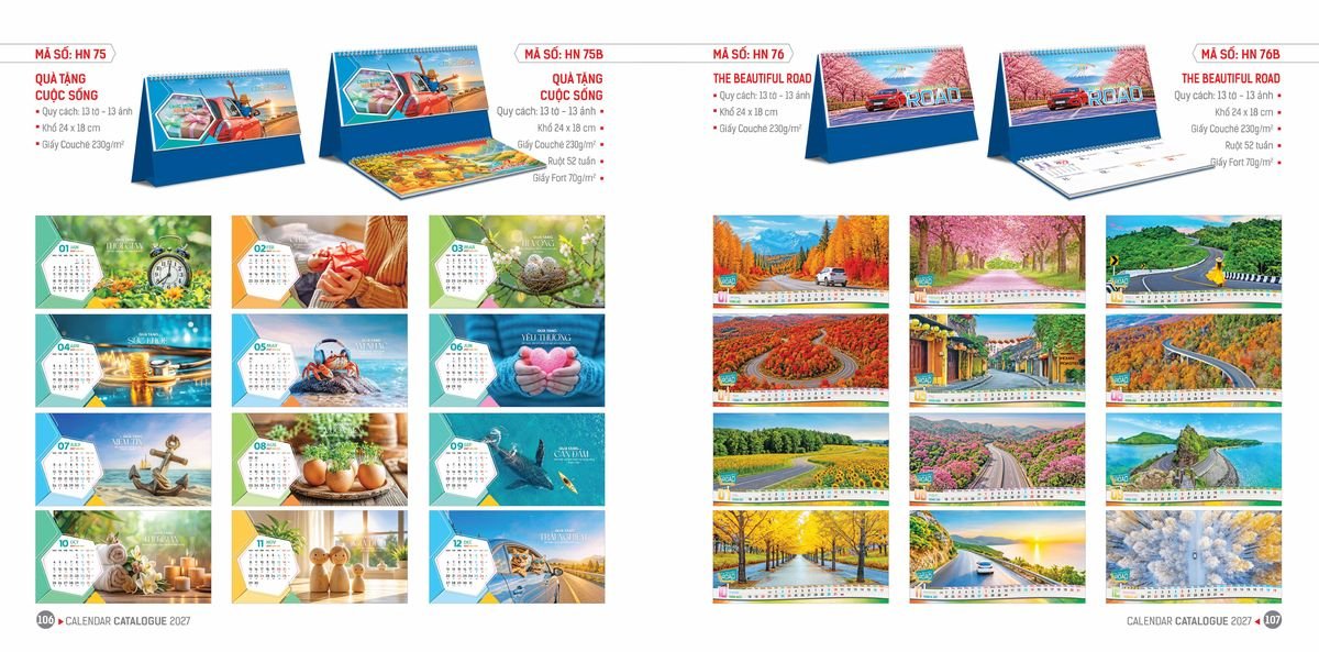 Lịch Bloc Hoa Niên 2027 ĐP DPHN52 Quà Tặng Bàn Làm Việc Văn Phòng Hiện Đại