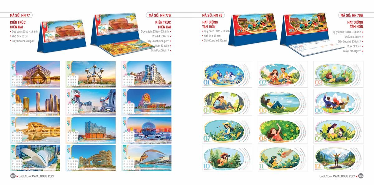 Lịch Bloc Hoa Niên 2027 ĐP DPHN53 Quà Tặng Bàn Làm Việc Văn Phòng Hiện Đại