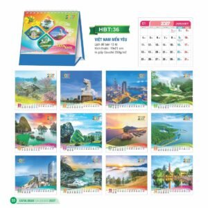Lịch Để Bàn 2027 HBT Mẫu HBT37 (19 x 21cm) Quà Tặng Bàn Làm Việc Văn Phòng Hiện Đại in logo doanh nghiệp quà tặng Tết tại Quà Tặng Văn Phòng
