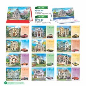 Lịch Bàn Chữ M (Có Note 52 Tuần) 2027 HBT Mẫu HBT60 (16 x 24cm) Quà Tặng Bàn Làm Việc Văn Phòng Hiện Đại in logo doanh nghiệp quà tặng Tết tại Quà Tặng Văn Phòng