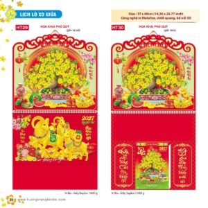 Lịch Treo Tường Lò Xo 2027 HT Mẫu HT29 - Phúc Lộc Thọ (37 x 68cm) Quà Tặng Bàn Làm Việc Văn Phòng Hiện Đại in logo doanh nghiệp quà tặng Tết tại Quà Tặng Văn Phòng