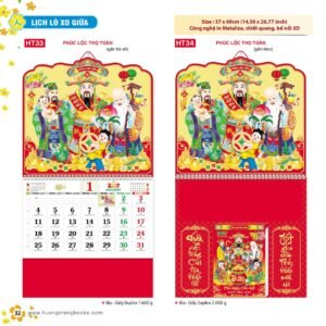Lịch Treo Tường Lò Xo 2027 HT Mẫu HT33 - Phúc Lộc Thọ (37 x 68cm) Quà Tặng Bàn Làm Việc Văn Phòng Hiện Đại in logo doanh nghiệp quà tặng Tết tại Quà Tặng Văn Phòng