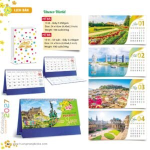 Lịch Để Bàn 2027 HT Mẫu HT65 (24 x 16cm) Quà Tặng Bàn Làm Việc Văn Phòng Hiện Đại in logo doanh nghiệp quà tặng Tết tại Quà Tặng Văn Phòng