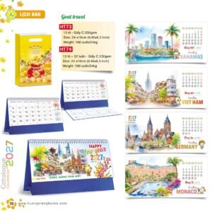 Lịch Để Bàn 2027 HT Mẫu HT73 (24 x 16cm) Quà Tặng Bàn Làm Việc Văn Phòng Hiện Đại in logo doanh nghiệp quà tặng Tết tại Quà Tặng Văn Phòng