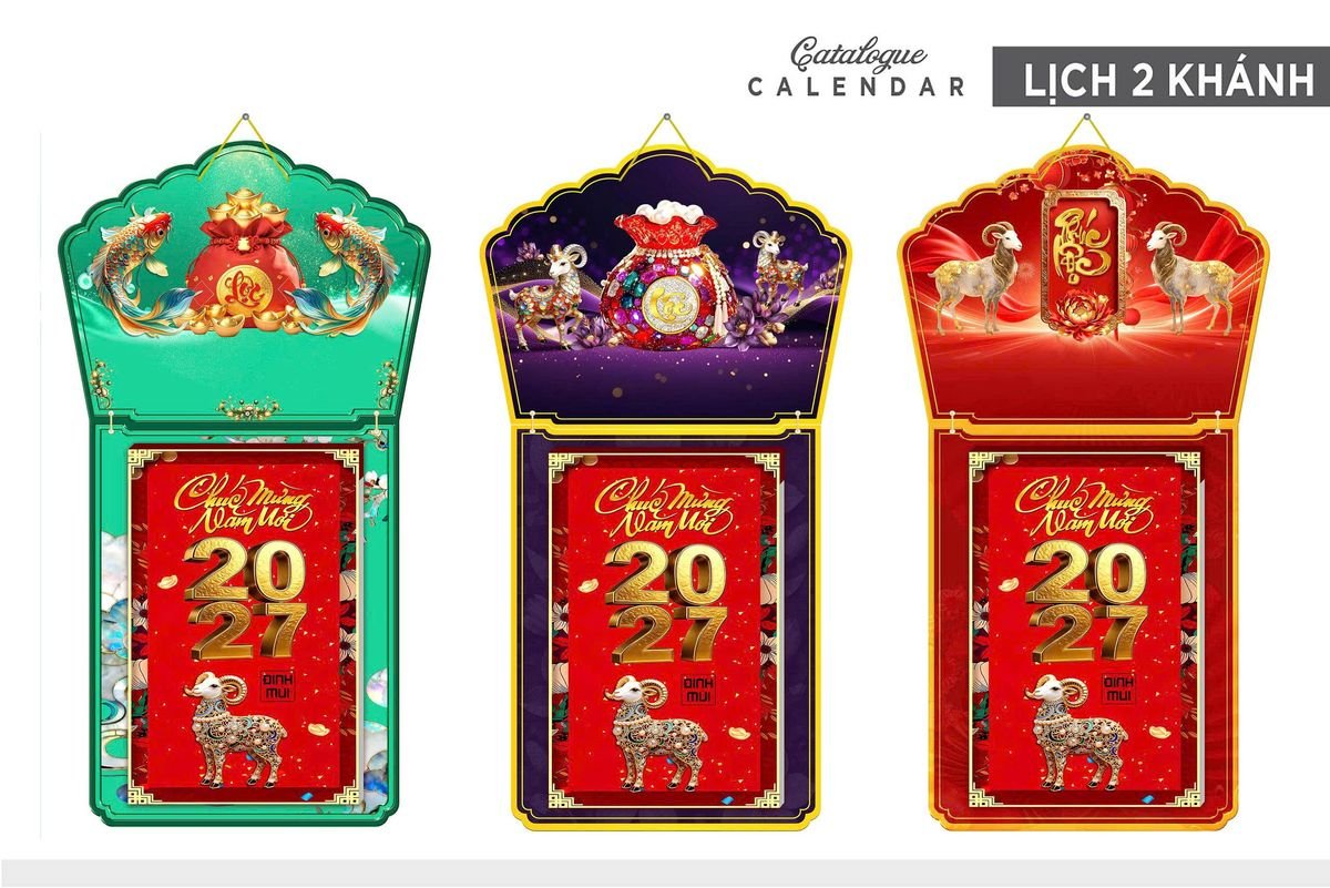 Lịch Khánh Gỗ Lamina 2 Đầu 2027 LM2D_003 - Quà Tặng Văn Phòng