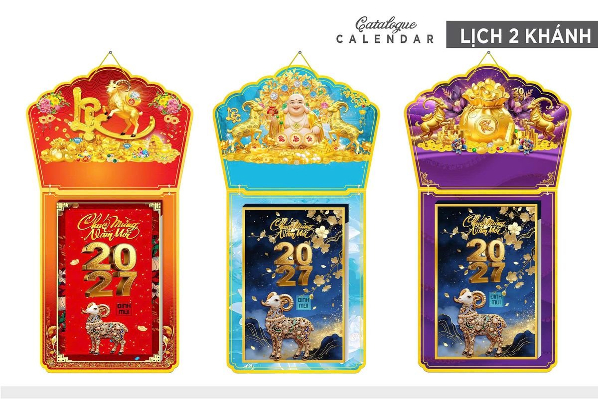 Lịch Khánh Gỗ Lamina 2 Đầu 2027 LM2D_004 - Quà Tặng Văn Phòng