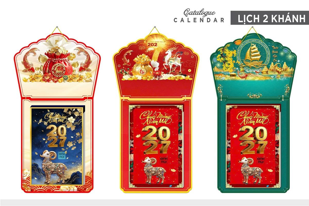 Lịch Khánh Gỗ Lamina 2 Đầu 2027 LM2D_005 - Quà Tặng Văn Phòng