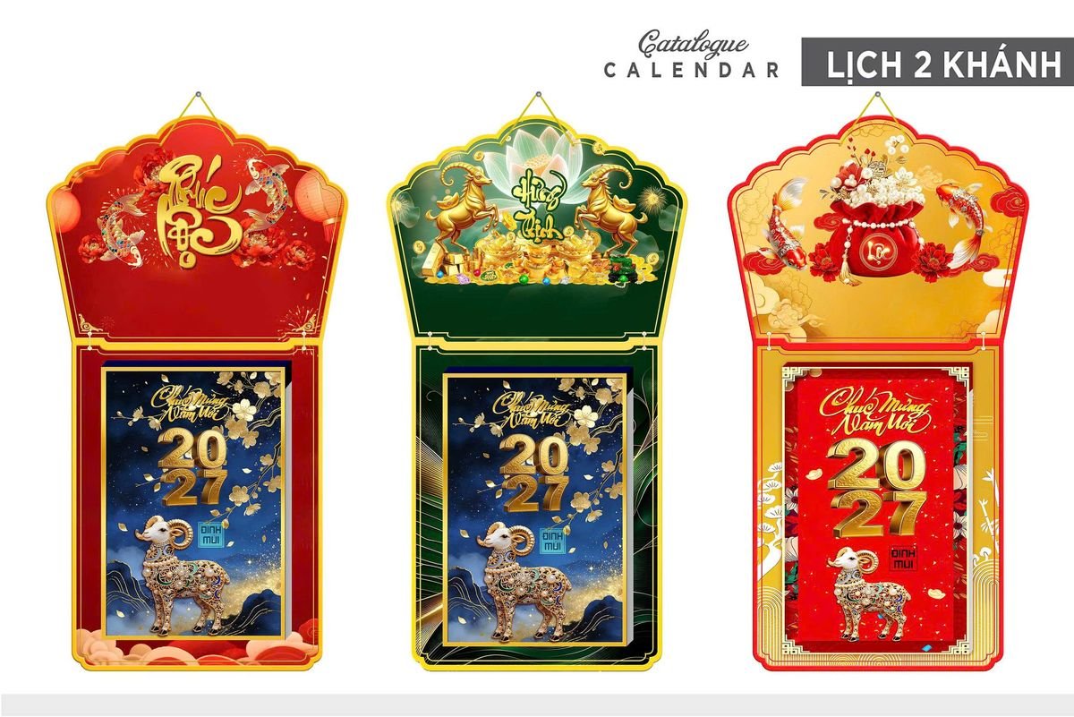 Lịch Khánh Gỗ Lamina 2 Đầu 2027 LM2D_007 - Quà Tặng Văn Phòng
