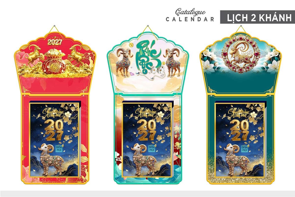 Lịch Khánh Gỗ Lamina 2 Đầu 2027 LM2D_008 - Quà Tặng Văn Phòng