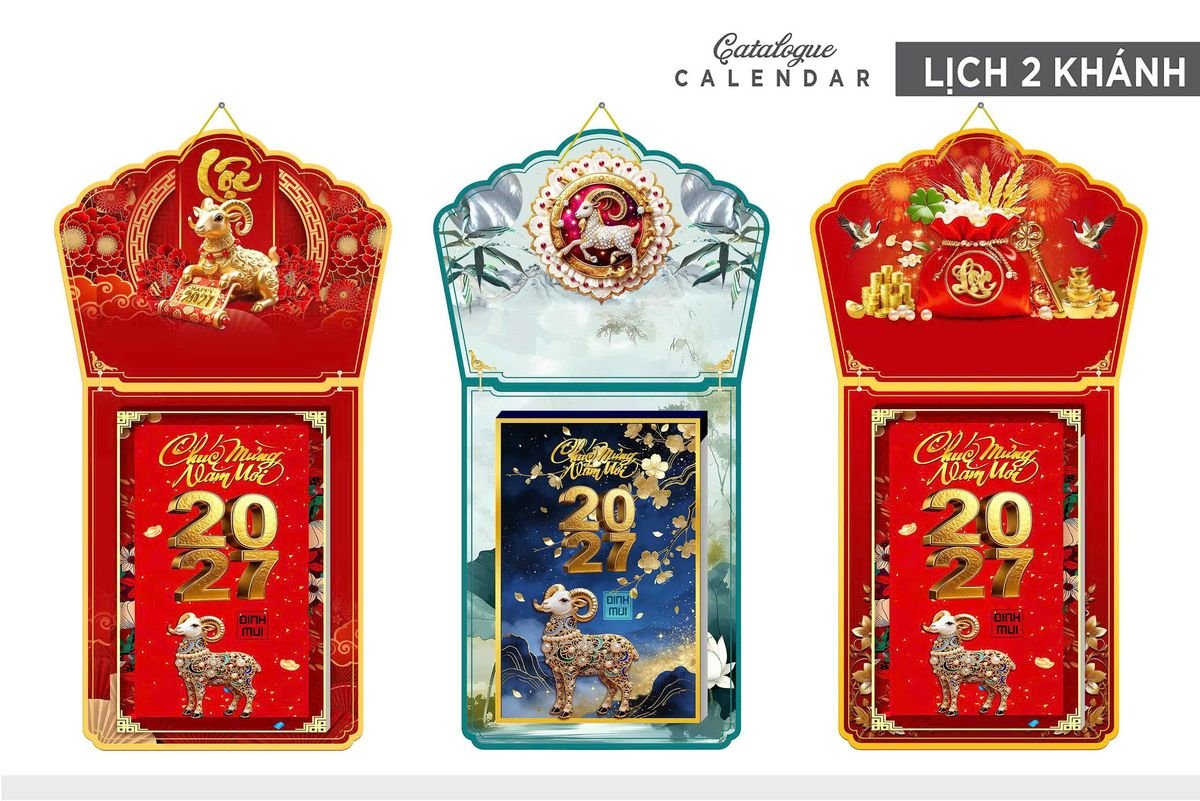 Lịch Khánh Gỗ Lamina 2 Đầu 2027 LM2D_009 - Quà Tặng Văn Phòng