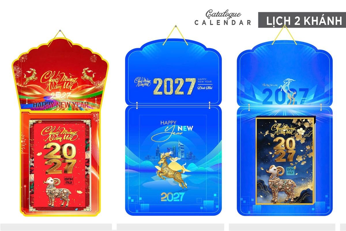 Lịch Khánh Gỗ Lamina 2 Đầu 2027 LM2D_011 - Quà Tặng Văn Phòng