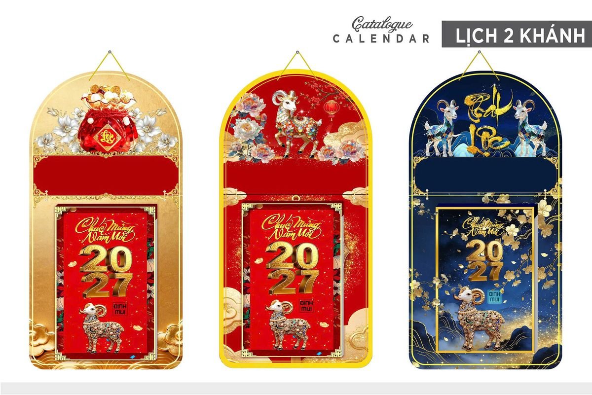 Lịch Khánh Gỗ Lamina 2 Đầu 2027 LM2D_012 - Quà Tặng Văn Phòng