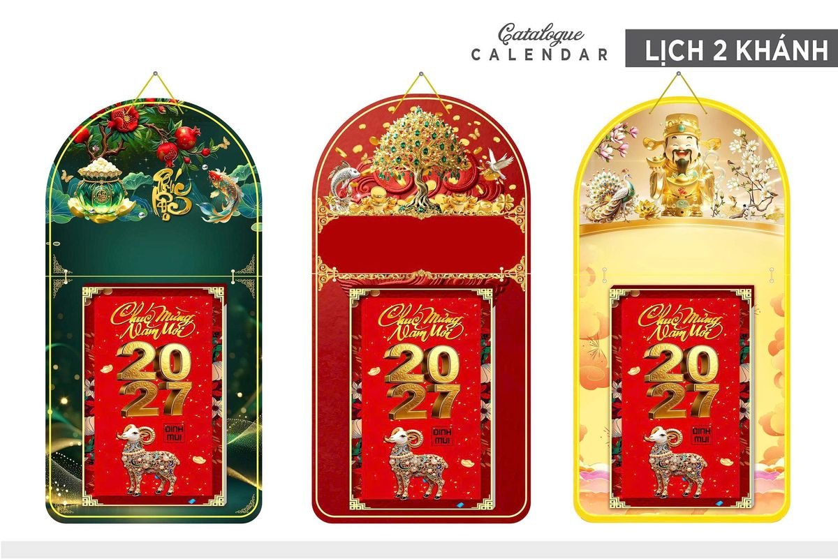 Lịch Khánh Gỗ Lamina 2 Đầu 2027 LM2D_013 - Quà Tặng Văn Phòng
