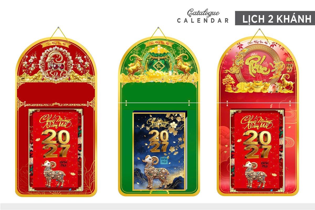 Lịch Khánh Gỗ Lamina 2 Đầu 2027 LM2D_015 - Quà Tặng Văn Phòng