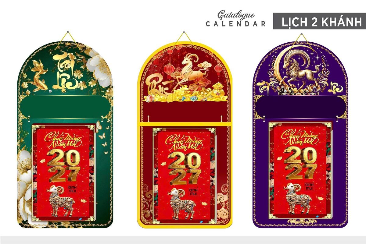 Lịch Khánh Gỗ Lamina 2 Đầu 2027 LM2D_016 - Quà Tặng Văn Phòng
