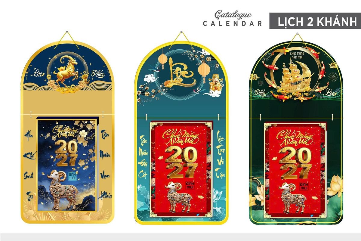 Lịch Khánh Gỗ Lamina 2 Đầu 2027 LM2D_018 - Quà Tặng Văn Phòng
