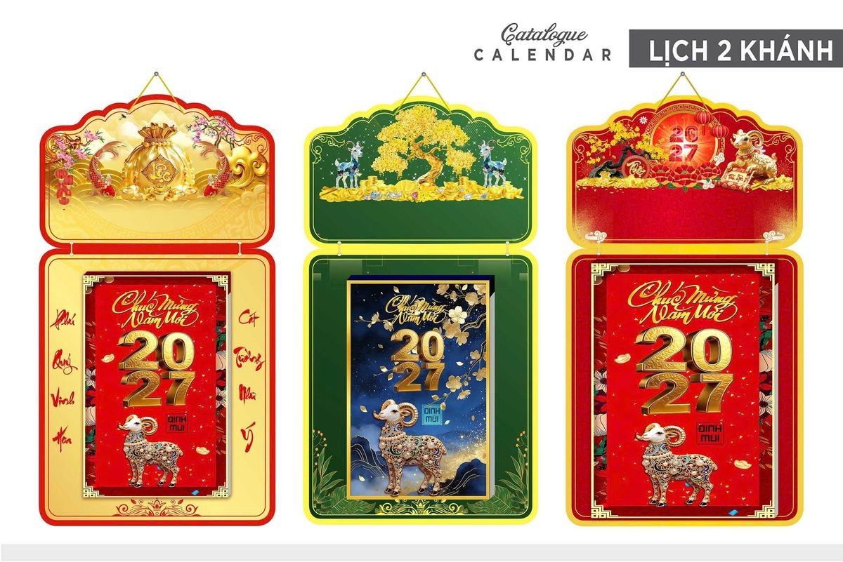 Lịch Khánh Gỗ Lamina 2 Đầu 2027 LM2D_019 - Quà Tặng Văn Phòng