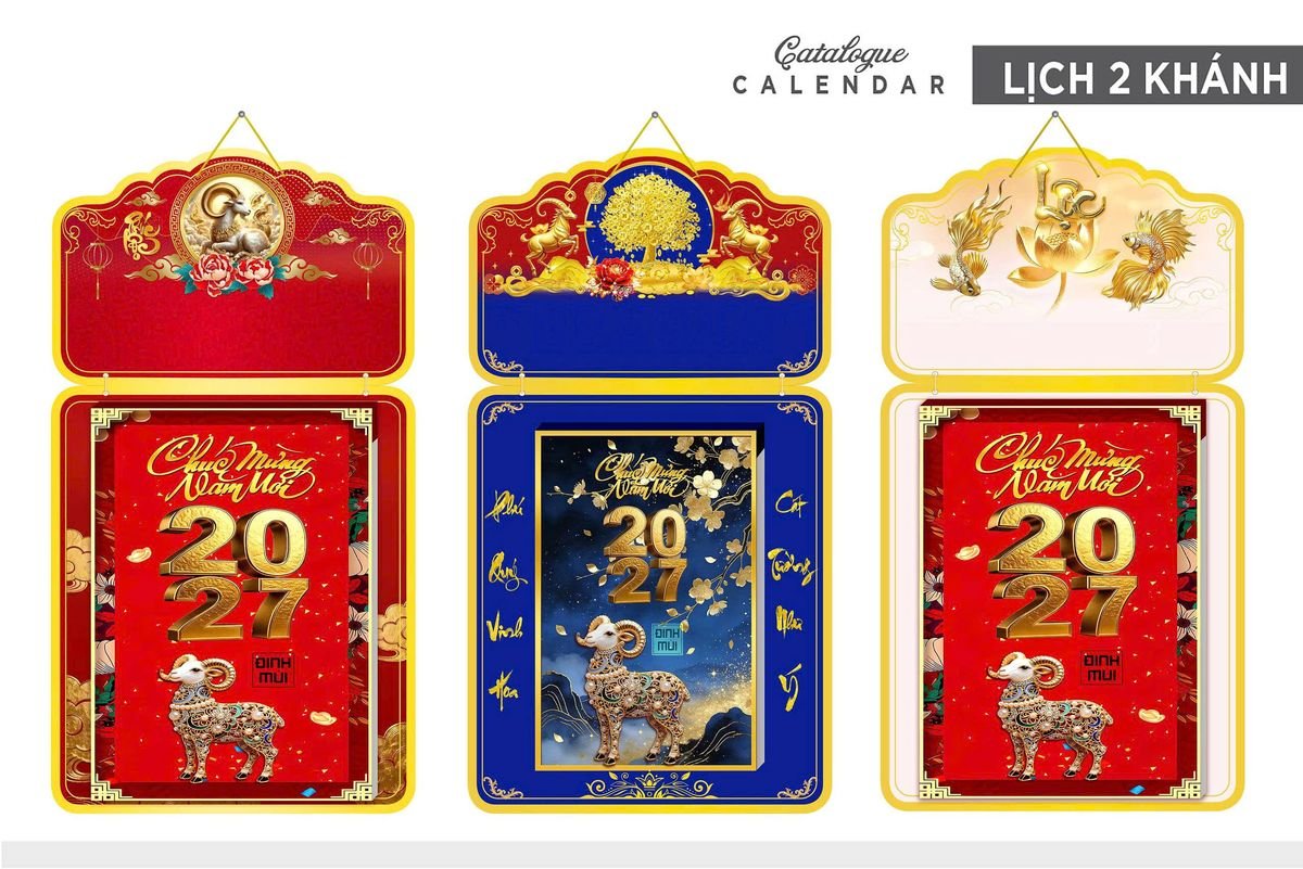 Lịch Khánh Gỗ Lamina 2 Đầu 2027 LM2D_020 - Quà Tặng Văn Phòng