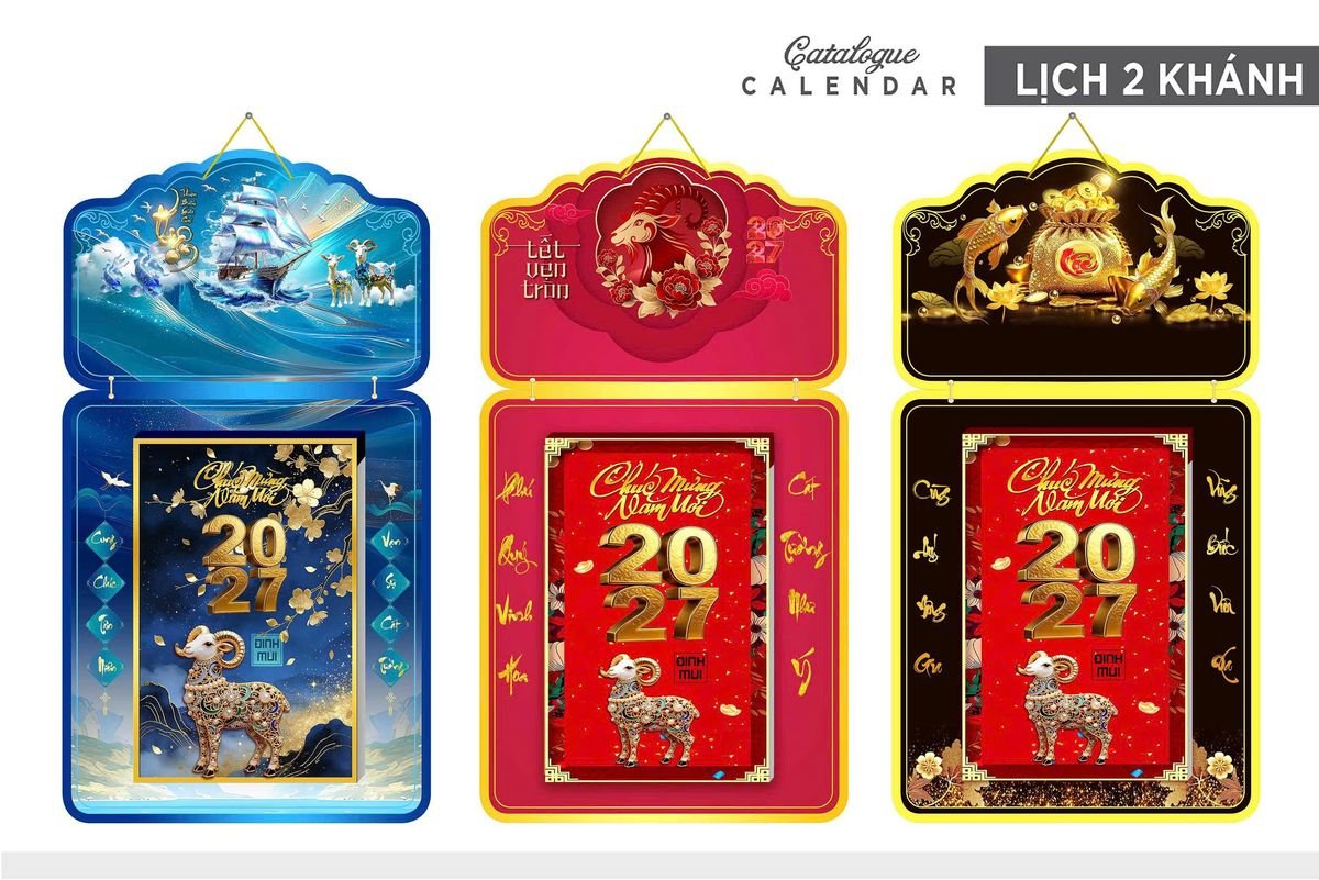Lịch Khánh Gỗ Lamina 2 Đầu 2027 LM2D_023 - Quà Tặng Văn Phòng