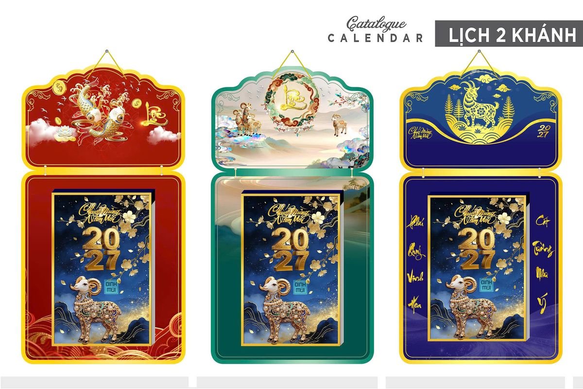 Lịch Khánh Gỗ Lamina 2 Đầu 2027 LM2D_025 - Quà Tặng Văn Phòng