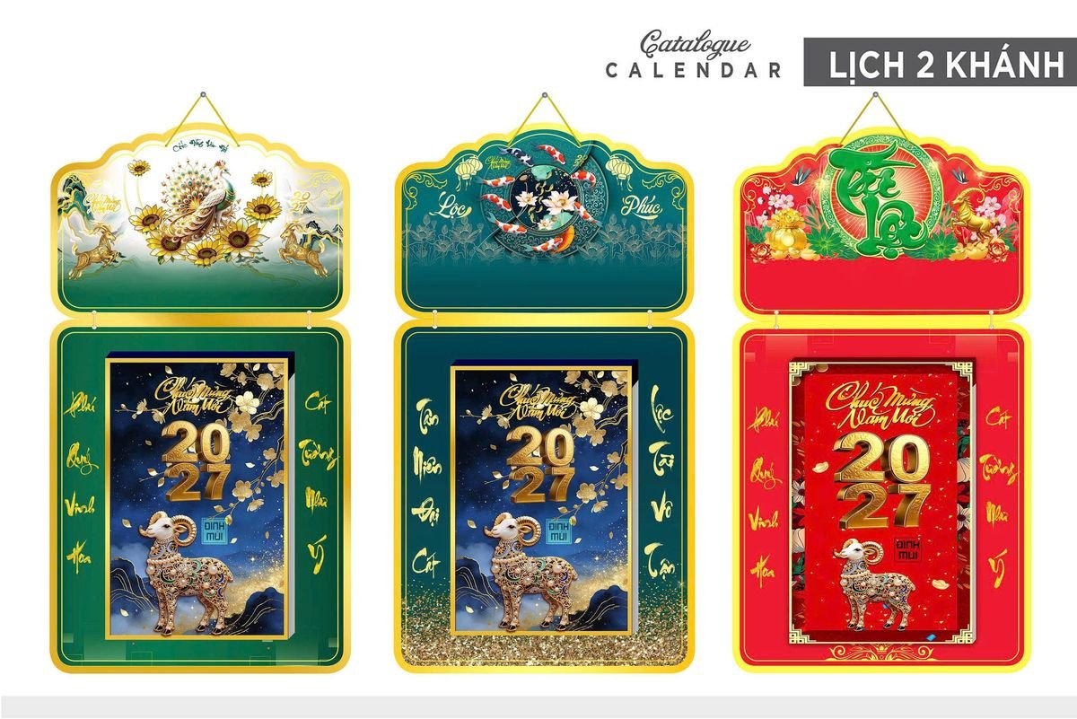 Lịch Khánh Gỗ Lamina 2 Đầu 2027 LM2D_026 - Quà Tặng Văn Phòng