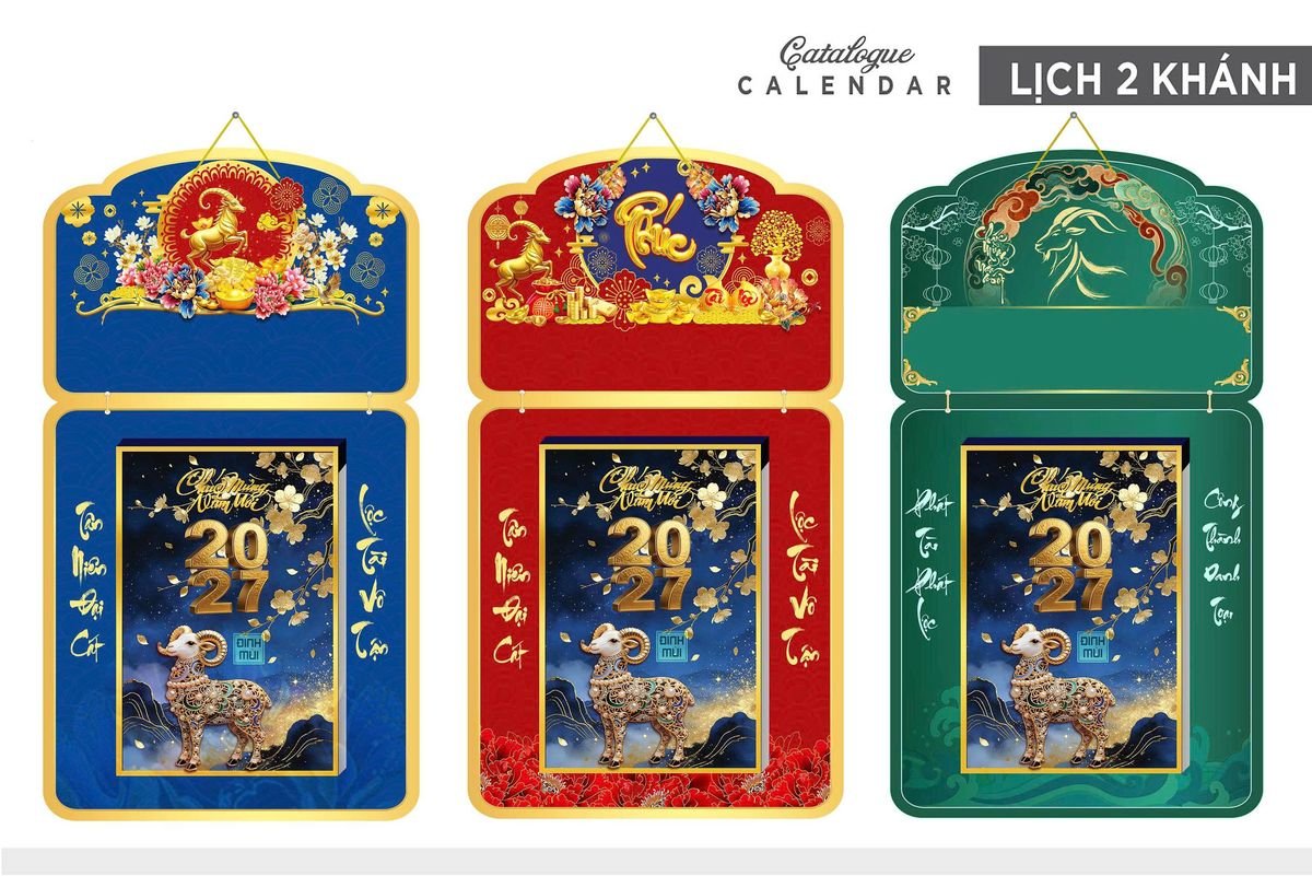 Lịch Khánh Gỗ Lamina 2 Đầu 2027 LM2D_031 - Quà Tặng Văn Phòng
