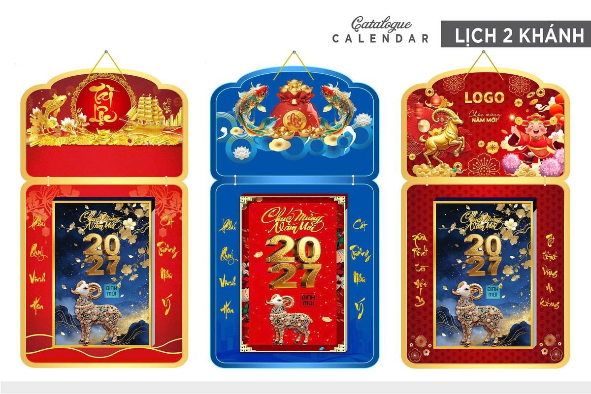 Lịch Khánh Gỗ Lamina 2 Đầu 2027 LM2D_032 - Quà Tặng Văn Phòng