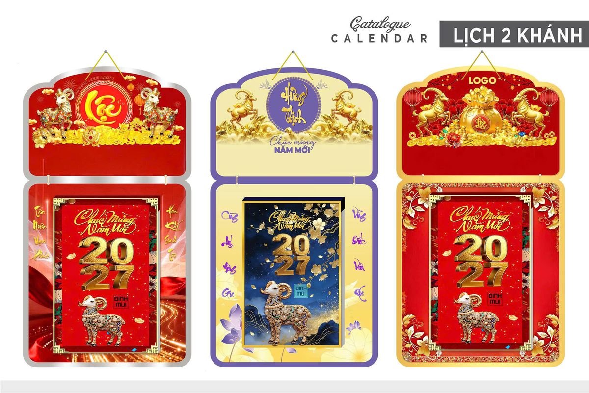 Lịch Khánh Gỗ Lamina 2 Đầu 2027 LM2D_033 - Quà Tặng Văn Phòng