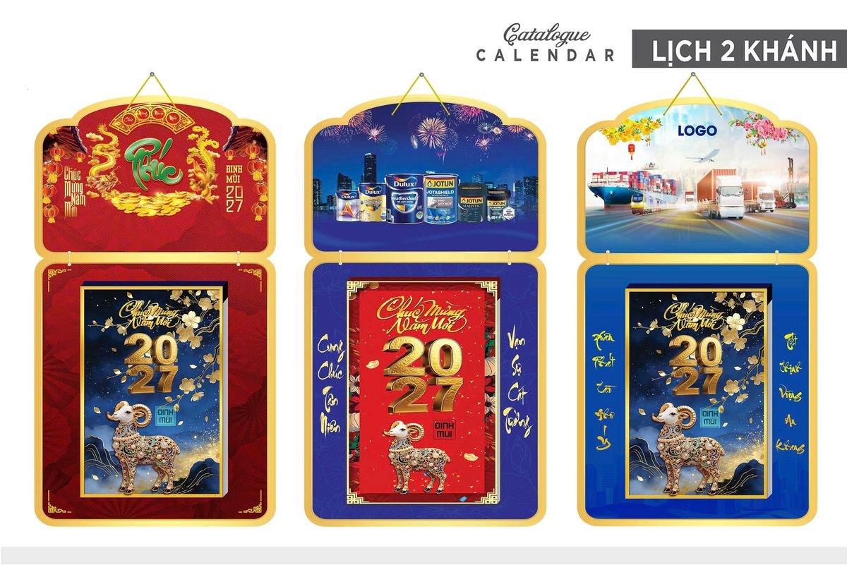 Lịch Khánh Gỗ Lamina 2 Đầu 2027 LM2D_034 - Quà Tặng Văn Phòng