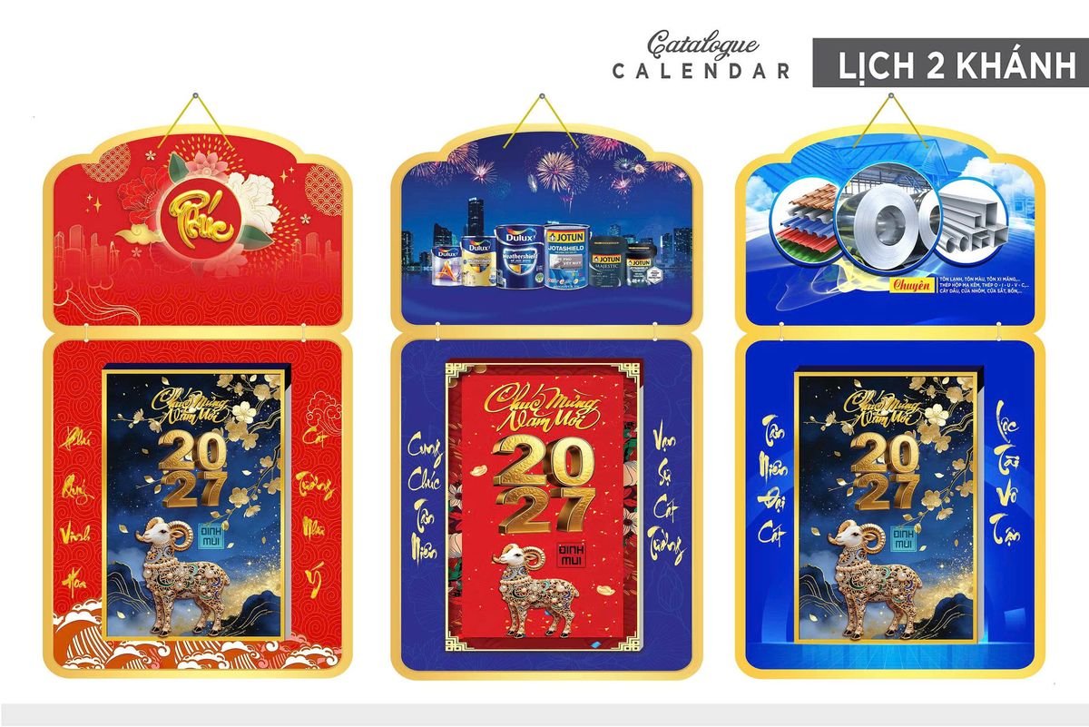 Lịch Khánh Gỗ Lamina 2 Đầu 2027 LM2D_035 - Quà Tặng Văn Phòng