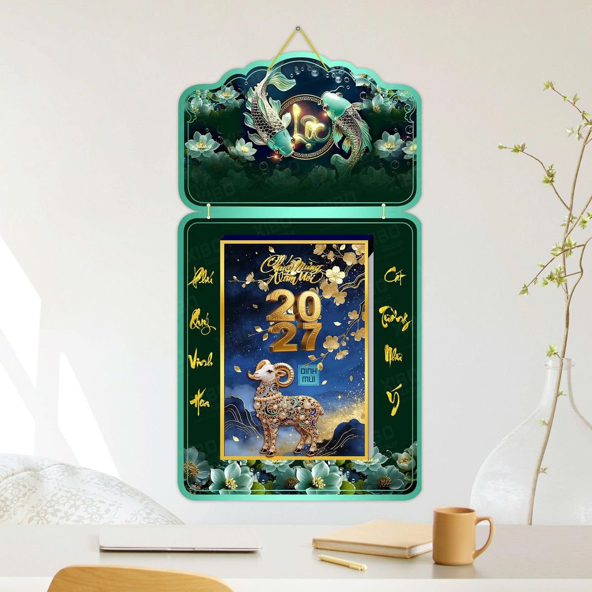 Lịch Khánh Gỗ Lamina 2 Đầu 2027 LM2D_045 - Quà Tặng Văn Phòng