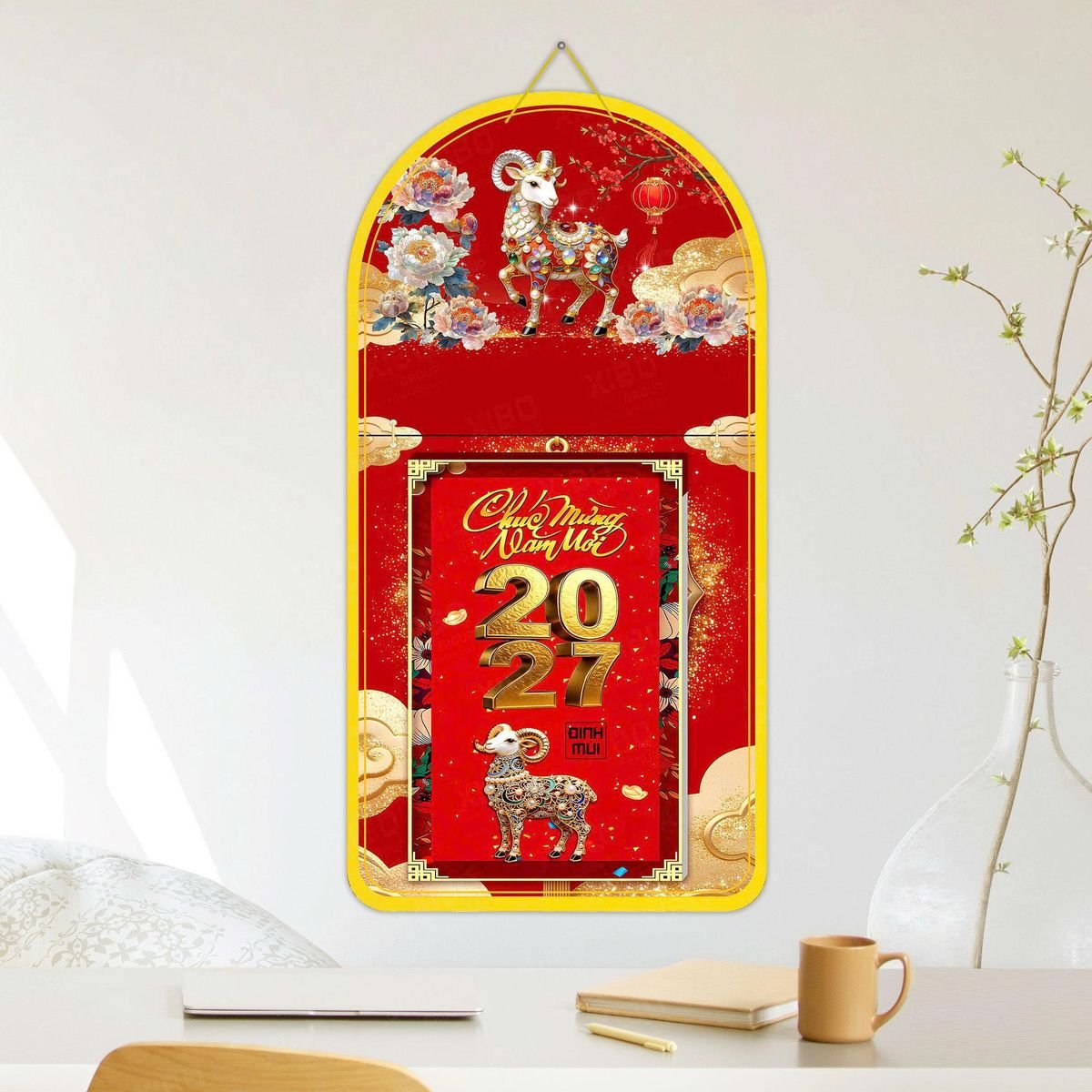 Lịch Khánh Gỗ Lamina 2 Đầu 2027 LM2D_048 - Quà Tặng Văn Phòng